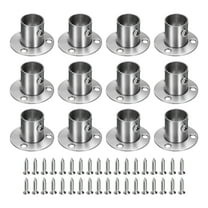 Uxcell 12Pcs Stainless Steel Closet Rod Brackets, 3/4 Inch Dia Wardrobe Holder for Pipe, Shower Curtain Rod Pole End Supports Sockets Flange with Screws, Silver Tone