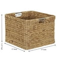 thumbnail image 2 of Household Essentials Square Wicker Basket, Hyacinth Cube with Stainless Steel Handles, Intricate and Durable Weave, Sturdy Metal Frame, Natural, 2 of 7