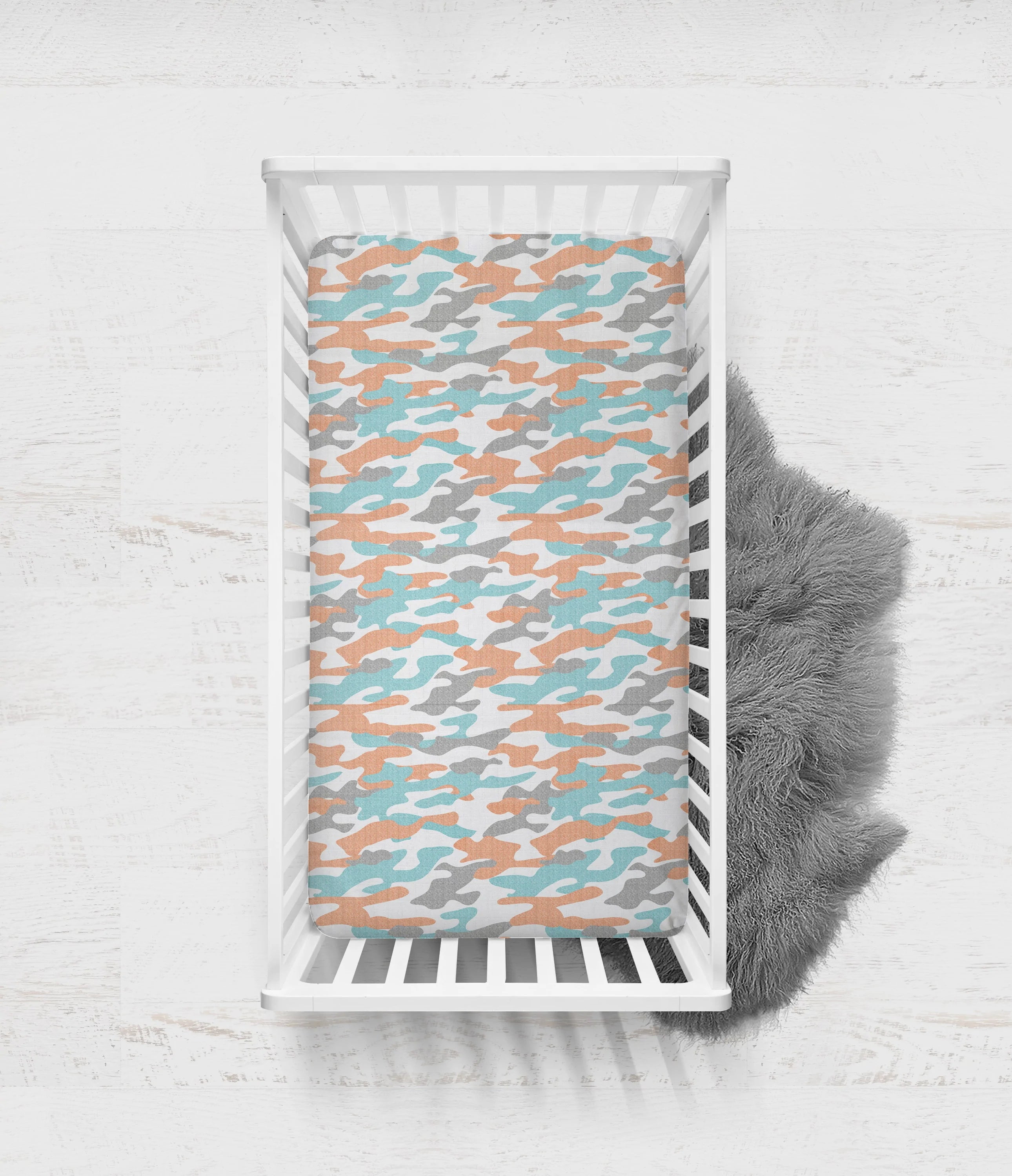 Bacati - Jungle Safari 4-Piece Muslin Crib Bedding Set with 2 Crib Sheets - Aqua Orange Gray Boys