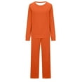 thumbnail image 6 of YUGYXL Two Piece Outfits for Women Fashion Solid Color Sweatsuit 2025 Casual Crewneck Pullover Sweatshirt Matching Wide Leg Pants Tracksuit Sets Gift for Girlfrind Orange,L, 6 of 9