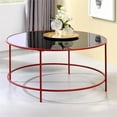 thumbnail image 4 of Furniture of America Rockbel Table Basse Ronde Contemporaine avec Dessus en Verre, Rouge, 4 of 5