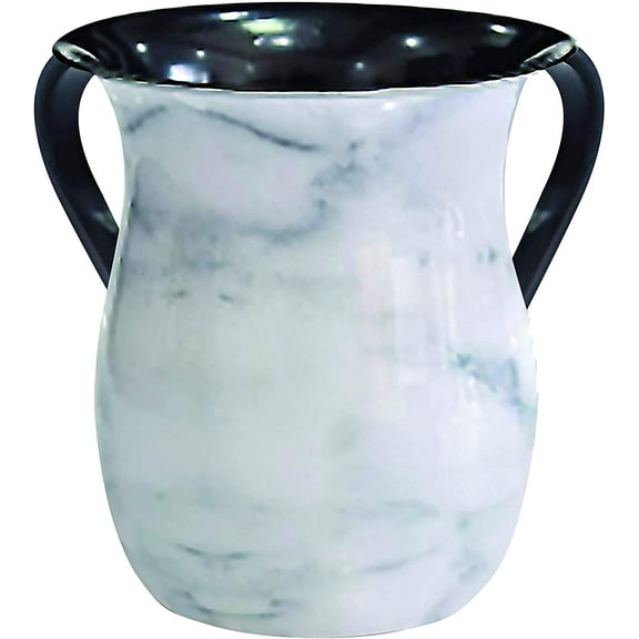 The Kosher Cook, 32 Oz White Marble Look Netilat Yadayim Cup - for Washing Ritual