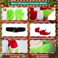 thumbnail image 4 of WASFDN Adult Christmas Costumes Men,Green Big Monster 6PCS Deluxe Santa Suit Furry Xmas Halloween Cosplay Outfit,S, 4 of 8