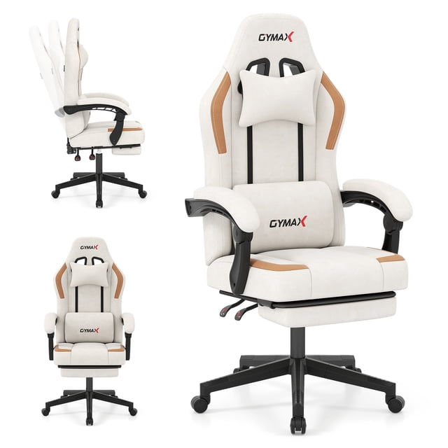 Gymax Gaming Chair w/ Headrest Reclining Backrest Lumber Support Linkage Armrests