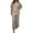 Khaki, variant on Two Piece Sets for Women Fall Outfits New Women's Spring and Summer Solid-Color V-Neck Mid-Sleeve Tops with Straight Pocket Pants Casual Set Beige XXL