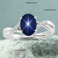 thumbnail image 5 of thejewelryart Vintage Blue Star Sapphire Ring Elegant Sterling Silver CZ Bypass Design Blue Gem Ring Statement Jewelry for Women Silver 9.5, 5 of 5
