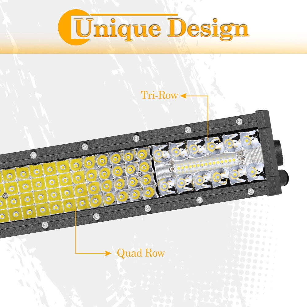 30''Inch Quad Row LED Work Light Bar Spot Flood Off Road Driving Lamp Truck US