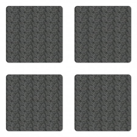 

Abstract Coaster Set of 4 Monochrome Leaves with a Web of Veins Swirled Design Ornamental Flora Pattern Square Hardboard Gloss Coasters Standard Size Black White by Ambesonne