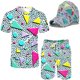 thumbnail image 3 of Conjunto de 2 piezas para hombre, camisetas disco de los años 80 y 90, camisetas hawaianas vintage de playa, pantalones cortos, chándal de verano para fiesta con temática callejera Y2k, 3 of 5