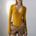 thumbnail image 4 of Spice Chick-Style V-Neck Skinny Undershirt Solid Color Low-Cut Jumpsuit, 4 of 5