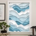 thumbnail image 4 of Blue Ombre Semi Sheer Curtains Drapes for Living Room, Bedroom, French Doors Window 63 Inches Long, Modern Geometric Moire Abstract Art Rod Pocket Chiffon Curtain Drapery Voile Draperies Panel, 4 of 6
