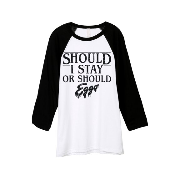 Thread Tank Should I Stay Or Should I Eggo Unisex 3/4 Sleeves Baseball Raglan White Black X-Small