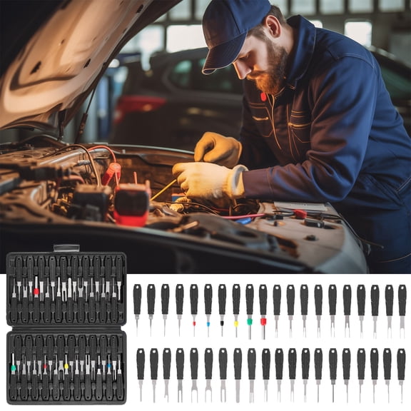 TMWEFUSC Terminal Removal Tool Kit 41pcs Electrical Pin Removal Tools Automotive Depinning Tool Kit with Plastic Case for Connector Maintenance, Black