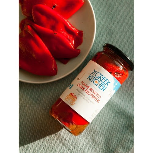 The Greek Kitchen Flame Roasted Red Peppers 450g, British Import (Pack of 3)