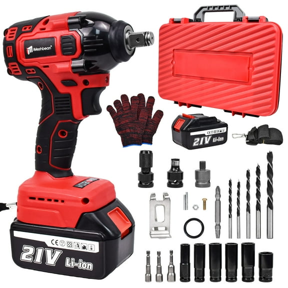 iMeshbean 21V, 1/2" Cordless Impact Wrench 4Ah, 2500 RPM