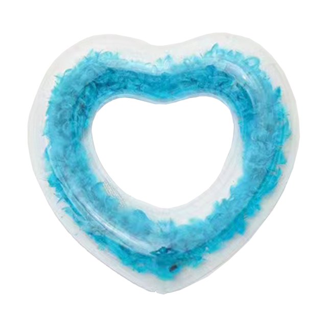 Anneau de Natation Gonflable pour Enfants, Forme d'Amour Anneau de Natation Flottant Transparent en Plumes