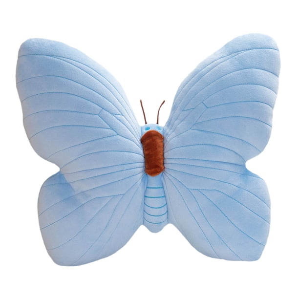 Almohada de mariposa, cojín de mariposa, suave, hecho a mano, cojín decorativo de escritorio. Azul