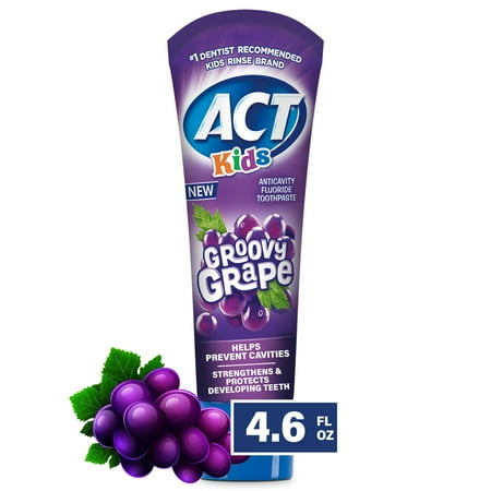 ACT Kids Anticavity Fluoride Toothpaste, Groovy Grape, 4.6 oz.