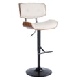 thumbnail image 3 of Lombardi Mid-Century Modern Adjustable Barstool With Swivel In Walnut With Cream Faux Leather - Set Of 2, 3 of 7