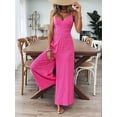 thumbnail image 4 of Women'S Jumpsuit Wide Leg Pleated Pants Summer Overalls Holiday Jumpsuits Long Pants Rose Red XXL, 4 of 5
