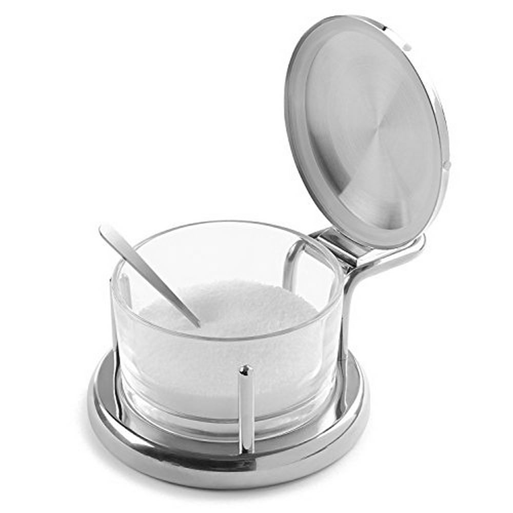 Modern Innovations Stainless Steel 18/8 & Glass Salt Server with Lid