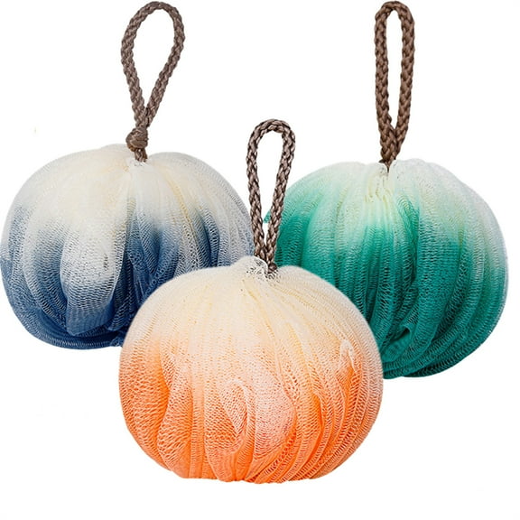 Shower Scrunchie Set, Extra Soft Body Exfoliating Shower Sponge, Mesh Pouf Loofah Exfoliate Bath Sponge Body Scrubbers Shower Ball Bath Puff Body Poufs for Adults Assorted Colour (Pack of 3 Puff)