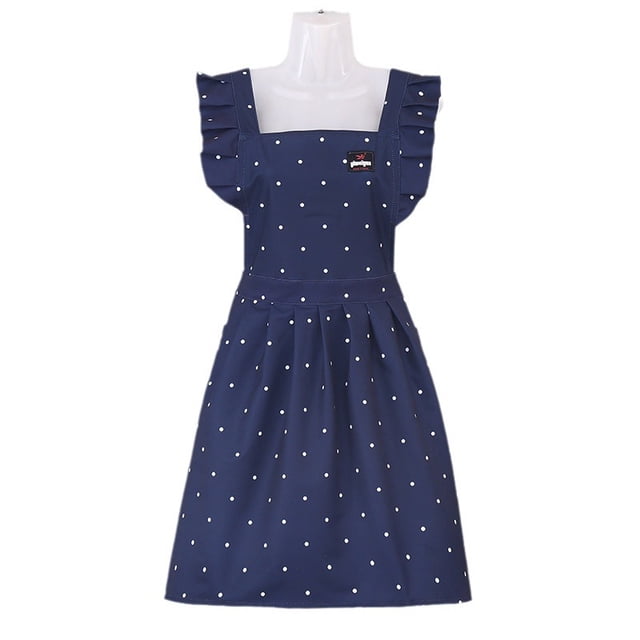 Vestido de princesa de lunares estilo francés con delantal para mujer