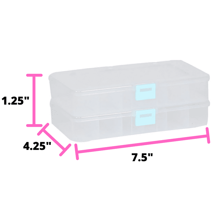Everything Mary 5 Compartment Plastic Bead Storage Box - 5 Total Storage Spaces- Pink Organizer Storage for Large, Small, Mini, Tiny Beads - Plastic