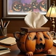 thumbnail image 4 of HongMinWen Halloween Pumpkin Tissue Box Holder, Jack-O'Lantern Tissue Dispenser,Halloween Home Accessory Tissue Box Cover,Spooky Halloween Tissue Paper for Kitchen,Office (1PCS), 4 of 4