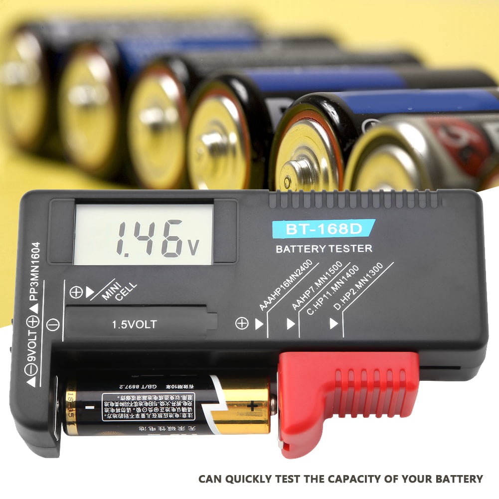 Battery Volt Tester Checker for 9V/1.5V Button Cell Battery Digital LCD Display 