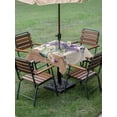 thumbnail image 4 of Outdoor Tablecloth with Umbrella Hole for Patio/Picnic/Party/Camping, Purple Lavender Waterproof Table Cloth Square Cover Washable, Spring Floral Daisy Butterfly Leaves Beige (54"x 54"), 4 of 8