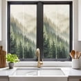 thumbnail image 2 of Window Privacy Film Mountains Stained Glass Window Film Decorative Sun Block Window Cover Watercolor Forest Nature Pine Trees Landscape Window Clings Static Adhesive Sticker for Bathroom 17.7"x39.3", 2 of 7
