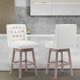 thumbnail image 6 of Foredo Swivel Bar Stool with Back Set of 2, Modern Linen Fabric Upholstered Bar Stools with Button Tufted Back and Solid Wood Legs for Kitchen Dining Room, Beige, 6 of 7