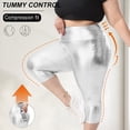 thumbnail image 5 of Zofedap Plus Size Leggings with Pockets for Women, High Waisted Capri Yoga Workout Pants Cropped Tights Silver for Size 3XL, 5 of 9