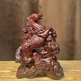 thumbnail image 1 of Ebony wood carving of a horse being promoted to a high rank (or a noble title) - a solid wood craft for home, living room, or office use, suitable as a gift for business or career purposes., 1 of 3