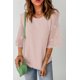 thumbnail image 2 of ABPHQTO Top rosa de mujer con cuello redondo y manga kimono, 2 of 5