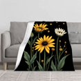 thumbnail image 2 of Durable Soft & Warm Flannel Blanket - Cozy Floral Design with Vibrant Yellow Flowers Perfect for Sofa Travel Bed & Chair, 2 of 7