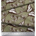 thumbnail image 2 of Soimoi Green polyester Crepe Fabric Flower & Butterfly Printed Craft Fabric by The Yard 52 Inch Wide, 2 of 5
