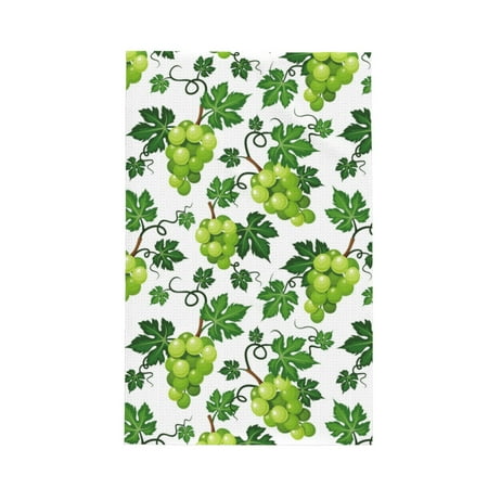 

Absorbent Kitchen Towels Grape Print Green A Quick Drying Dish Towels for Kitchen Drying Soft Hand Towels with Lanyard for Kitchen Decor
