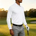 thumbnail image 6 of Qwertyu Men's Long Sleeve Polo Shirts Quick Dry Classic Soft Casual Collared Work Fishing Golf Shirt White XL, 6 of 8
