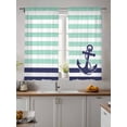 thumbnail image 4 of Blue Anchor Sheer Curtains 2 Panels Set Costal Mint Green White Stripes Background Lihgt Filtering Rod Pocket Voile Drape, Semi Sheer Window Curtains for Bedroom Living Room, 52"x72", 4 of 5