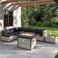thumbnail image 6 of 8-Piece Outdoor Patio Furniture Set with 55,000 BTU Fire Pit Table, PE Wicker Rattan Sectional Sofa Conversation Set - All-Weather Garden, Backyard Furniture,Dark Grey, 6 of 8