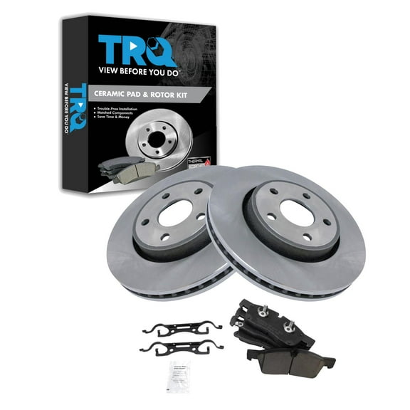 TRQ Front Brake Pad & Rotor Kit Brake Pads Brake Rotor Ceramic Fits Select 2011-2016 Dodge Durango Jeep Grand Cherokee