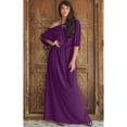 thumbnail image 4 of KOH KOH Long One Off Shoulder Flowy Casual 3/4 Short Sleeve Full Floor Length Cocktail Evening Wedding Party Guest Sexy Tall Maxi Dress Gown For Women Purple Large US 12-14 NT001, 4 of 6