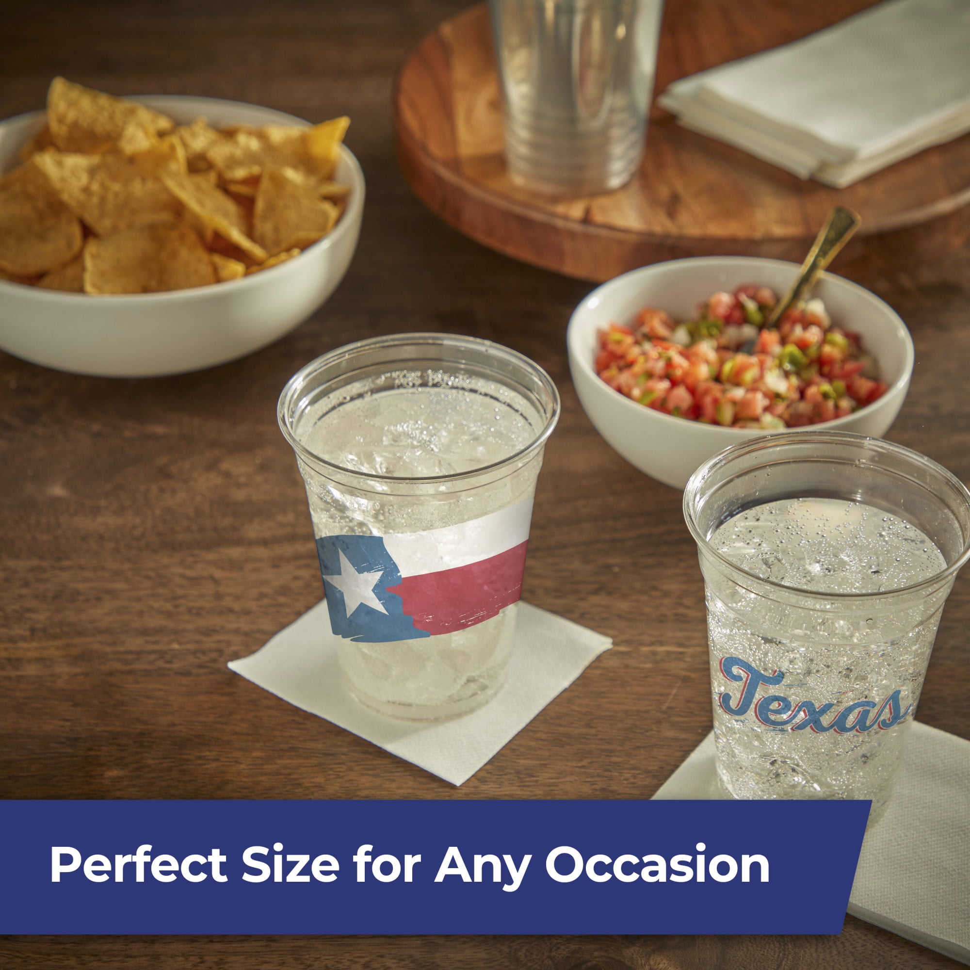 Hefty Party Perfect Disposable Clear Plastic Cups, Texas Print, 18 oz., 25 Count