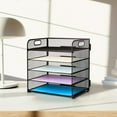 thumbnail image 2 of INTIGE 5 Trays Paper Organizer with Handle - Mesh Desk File/Letter Organizer,Black Paper Sorter for Office, Home, 2 of 7