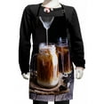 thumbnail image 1 of Coffee Kids Apron, Illustration of Iced Drink with Milk in Mason Jars on a Wooden Table, Boys Girls Apron Bib with Adjustable Ties for Cooking Baking Painting, Charcoal Grey and White, by Ambesonne, 1 of 2