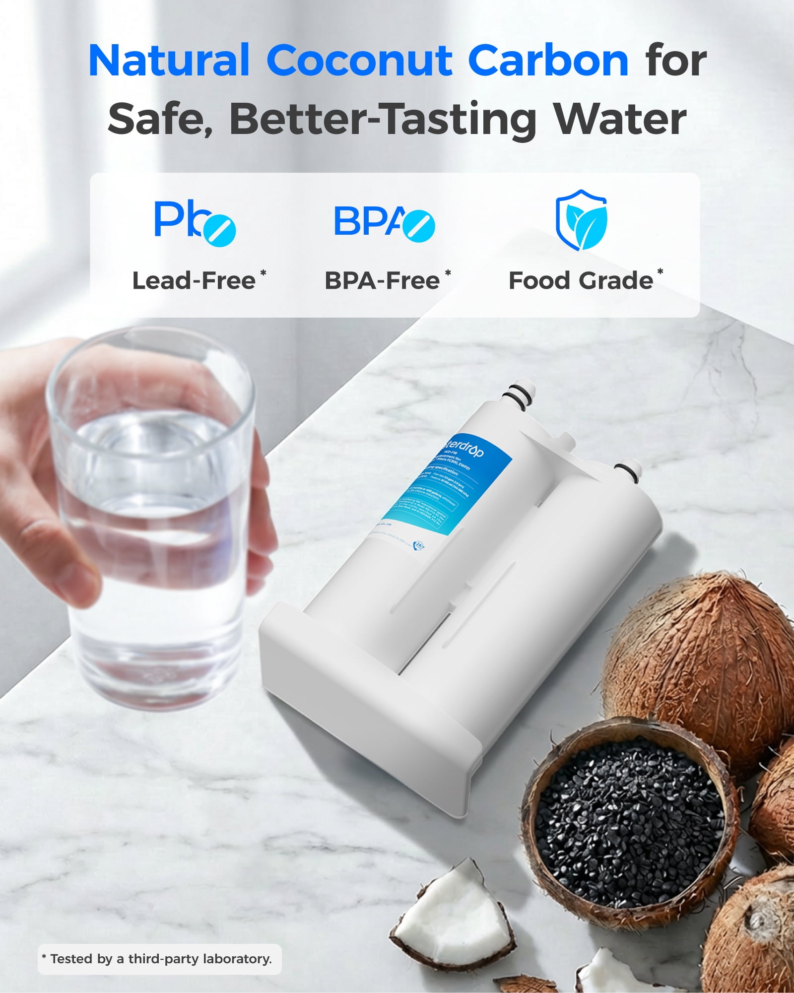 Waterdrop Replacement for EWF01®, FC-300, FC300, EFF-6018A, 241988703 Refrigerator Water Filter, 4 Filters