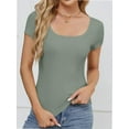 thumbnail image 4 of Women Short Sleeve Scoop Neck Tops Shirts Fitted Summer Tshirt Tee, 4 of 7