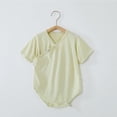 thumbnail image 2 of VNKIDY Boys Girls Baby Unisex Solid Color Jumpsuit Short Sleeve Wrap Front Snap Button Closure Bodysuit For Casual Daily Wear Green 2-3 Months, 2 of 5